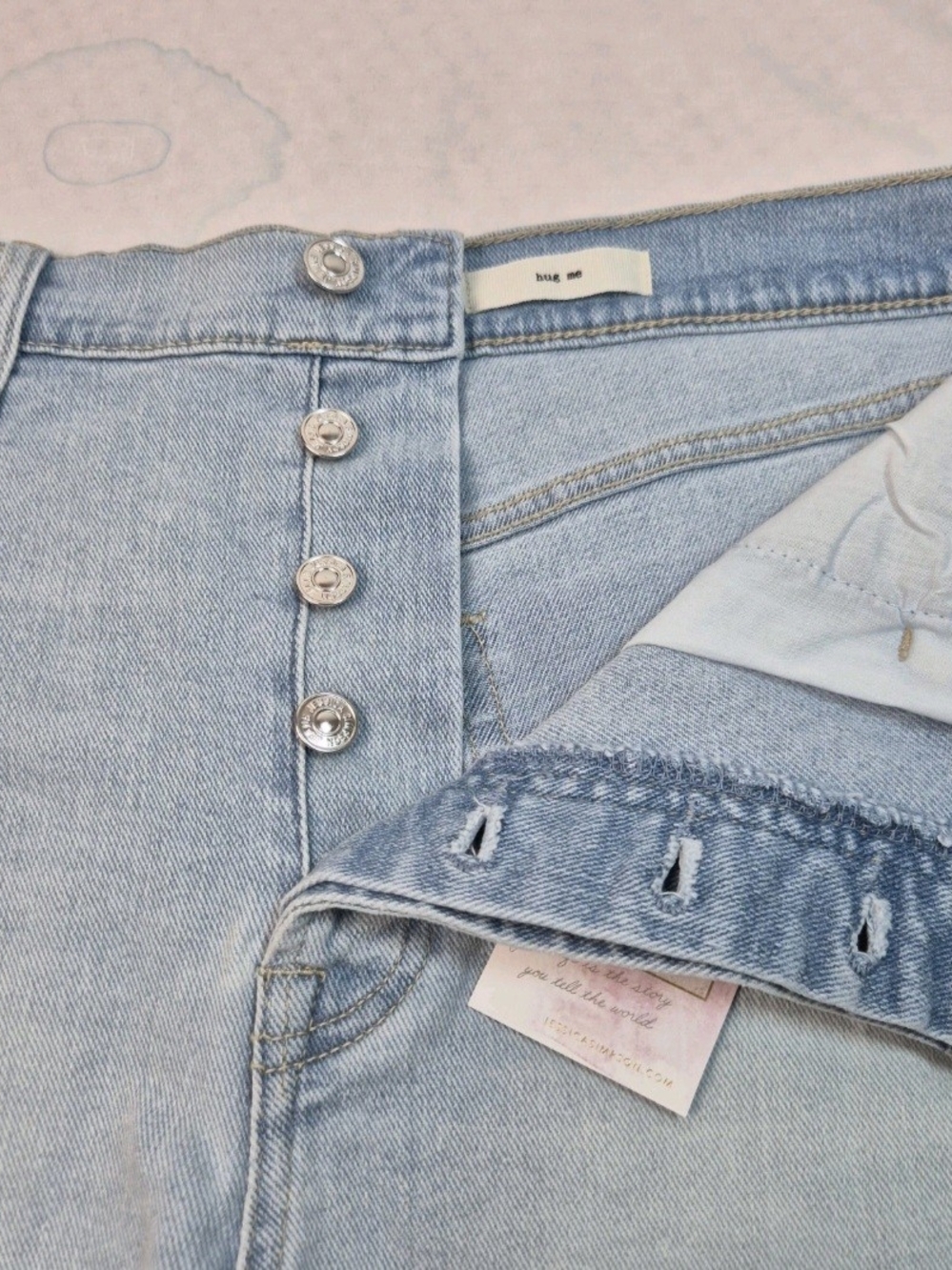 Jessica Simpson Hug Me Jean Shorts Buttercup Size 30 Frayed Button Fly Blue 31 - Picture 7 of 13